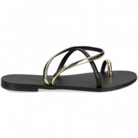 Tira Reptil Negro Esclava Pulsera Oro  NICOLAS LAINAS