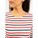 Camisetas Hombre Camiseta SAINT JAMES Marinera de Rayas Minquiers Tricolor Crudo / Marine / Tulipe