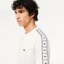 Camiseta en Punto de Algodón con Rayas del Logo de LACOSTE