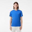 Camiseta en Punto de Algodón con Rayas del Logo de LACOSTE