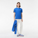 Camiseta en Punto de Algodón con Rayas del Logo de LACOSTE