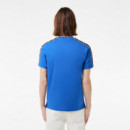 Camiseta en Punto de Algodón con Rayas del Logo de LACOSTE