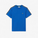 Camiseta en Punto de Algodón con Rayas del Logo de LACOSTE