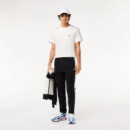 Camiseta en Punto de Algodón con Rayas del Logo de LACOSTE
