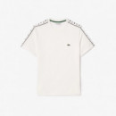 Camiseta en Punto de Algodón con Rayas del Logo de LACOSTE