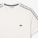 Camiseta en Punto de Algodón con Rayas del Logo de LACOSTE