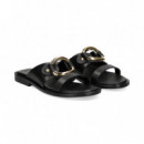 Argolla Metal 2 Tiras Piel Negro  SEBAGO