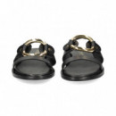 Argolla Metal 2 Tiras Piel Negro  SEBAGO