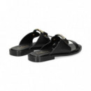 Argolla Metal 2 Tiras Piel Negro  SEBAGO