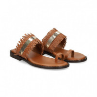 Esclava Dedo Piel Trenzada Camel  SEBAGO