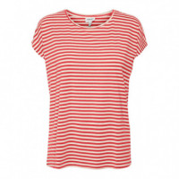 Camisetas Mujer Camiseta Rayas VERO MODA Ava Cayenne Pristine - Guanxe Atlantic Marketplace