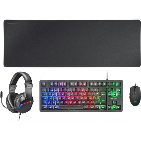 Pack MARS GAMING Teclado + Ratón + Auriculares + Alfombrilla Xxl