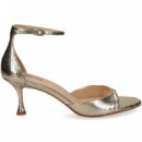 Sandalia Talon Cerrado Reptil Oro  LOLA CRUZ