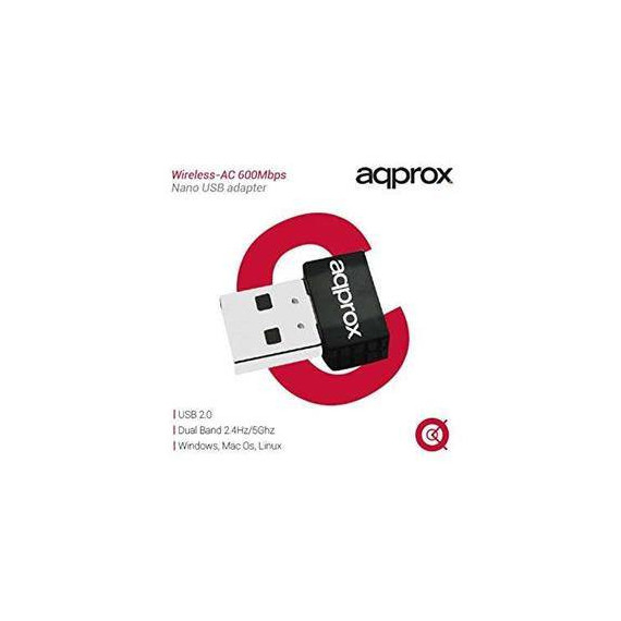 AQPROX Adaptador Wifi-ac Nano USB 2.0 600MPS APPUSB600NAV2