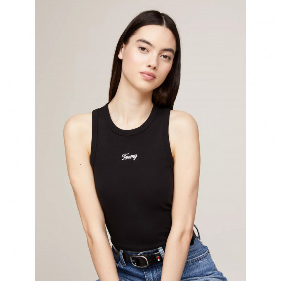 Tjw Slim Script Tank Ext Black  TOMMY JEANS