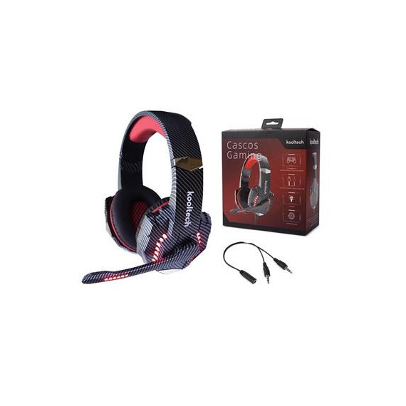 KOOLTECH Casco Gaming con Microfono  Usb/jack 3.5 CPH335 Rojo