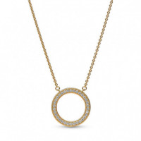 PANDORA Corazonescollar PANDORA Signature con un Recubrimiento en Oro de Círculo Pavé & 362735C01