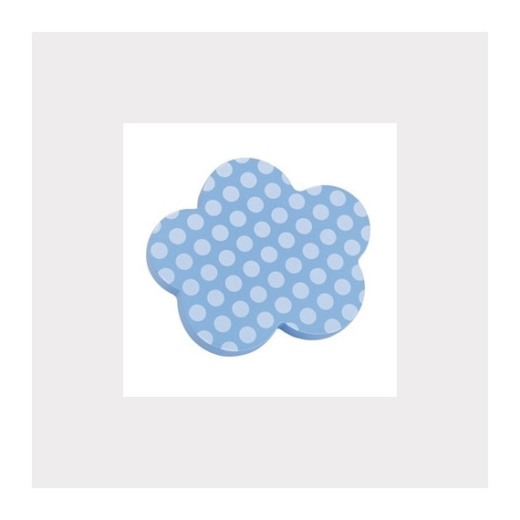Pomo 100 Mm Nube Madera Lacada Celeste Puntos Blancos