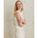 Chaquetas Mujer Chaleco YERSE Rayas Ecru Navy