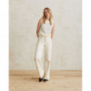 Chaquetas Mujer Chaleco YERSE Rayas Ecru Navy