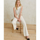 Chaquetas Mujer Chaleco YERSE Rayas Ecru Navy