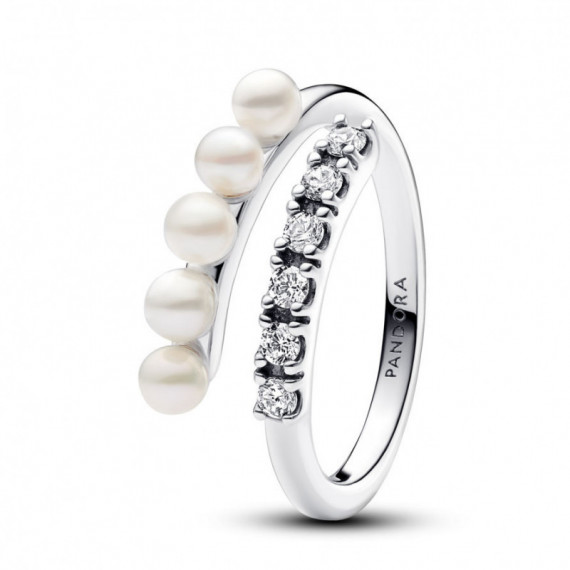 PANDORA Anillo Abierto Perlas Cultivadas de Agua Dulce y Pavé 193145C01