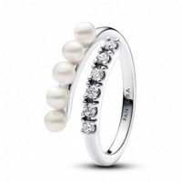 PANDORA Anillo Abierto Perlas Cultivadas de Agua Dulce y Pavé 193145C01
