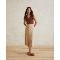 Falda YERSE Algodón MIDI Beige