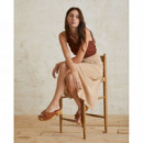 Falda YERSE Algodón MIDI Beige