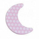 Pomo 100 Mm Luna Madera Lacada Rosa Puntos Blancos