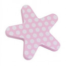 Pomo 100 Mm Estrella Madera Lacada Rosa Puntos Blancos