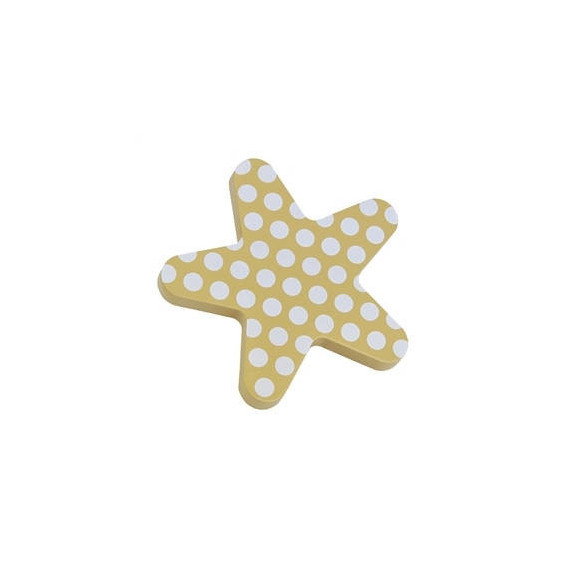 Pomo 100 Mm Estrella Madera Lacada Beige Puntos Blancos