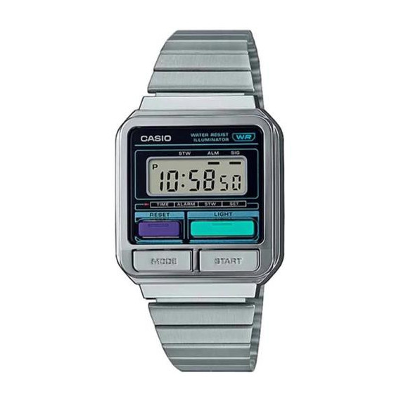 CASIO Coleccion A120WE-1AEF Reloj Digital Plateado, Fecha, Alarma, Resistente Al Agua