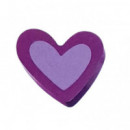 Pomo Corazon 67X59MM Magenta Madera Lacada Serigrafia