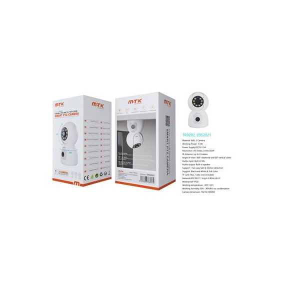 MTK Camara Ip Wifi para Interior con Doble Camara TR9202 Blanco