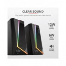 TRUST Altavoces Estereo para Pc Zoxa Gxt 609 USB con Luz Led Rgb 12W (6W Rms) Negro