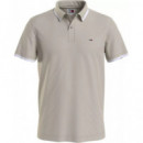 Tjm Reg Solid Tipped Polo Newsprint  TOMMY JEANS