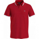 Tjm Reg Solid Tipped Polo Deep Crimson  TOMMY JEANS