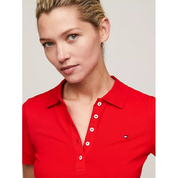 1985 Slim Pique Polo Ss Fierce Red  TOMMY HILFIGER