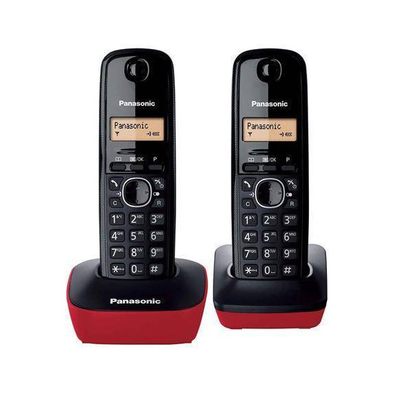 PANASONIC Telefono Inalambrico Duo KX-TG1612 Rojo, Negro