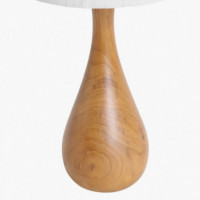 RAW MATERIALS® Aspen Lámpara de Sobremesa Botella. Madera de Teca / Lino 52 Cm.