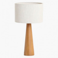 RAW MATERIALS® Aspen Lámpara de Sobremesa Cone. Madera de Teca / Lino 45 Cm.