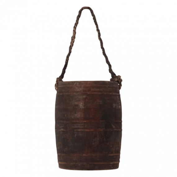 RAW MATERIALS® Antiguo Cubo para Transportar Líquidos. Origen Himalaya (nepal)