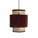 RAW MATERIALS® Velvet Lámpara de Techo. Ratán / Terciopelo Burdeos 31 Cm.
