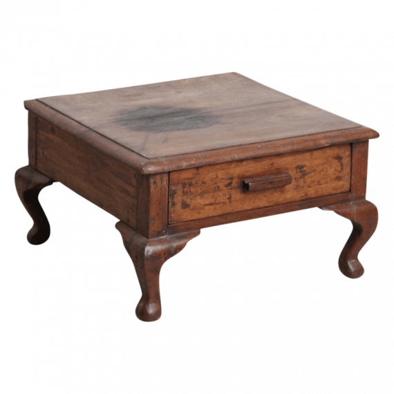 RAW MATERIALS® Mesa Baja con Gaveta en Madera de Teca. Pieza Original y única