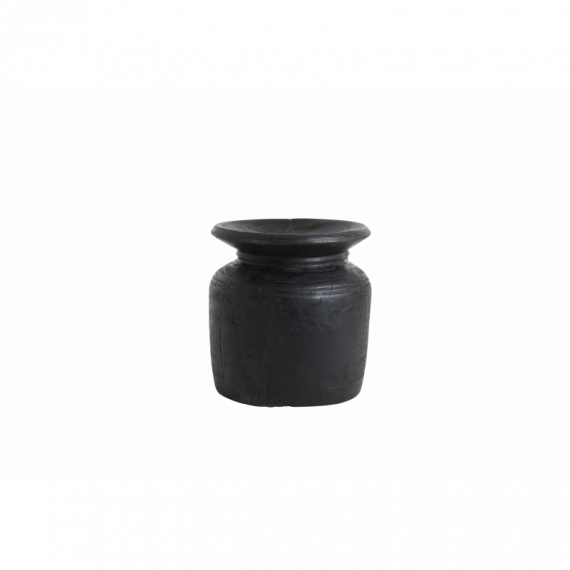 RAW MATERIALS® Vasija de Madera del Nepal Color Negro (tamaño Grande). Pieza Original.