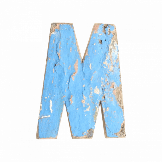 RAW MATERIALS® Letra M en Madera Reciclada