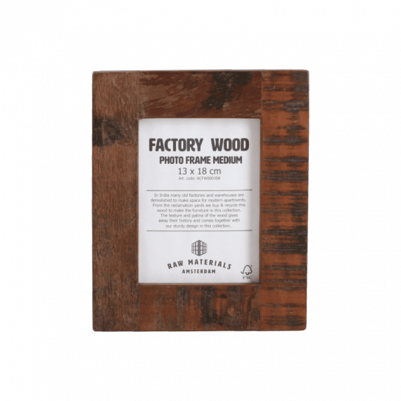 RAW MATERIALS® Marco de Fotos Factory 23 X28 Cm. Madera Reciclada.