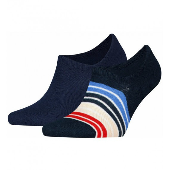 Th Men Footie 2P Multicolor Strip Navy  TOMMY HILFIGER