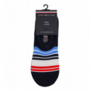 Th Men Footie 2P Multicolor Strip Navy  TOMMY HILFIGER